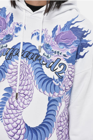 Kapuzensweatshirt Aus Gebürsteter Baumwolle Mit Drachenprint