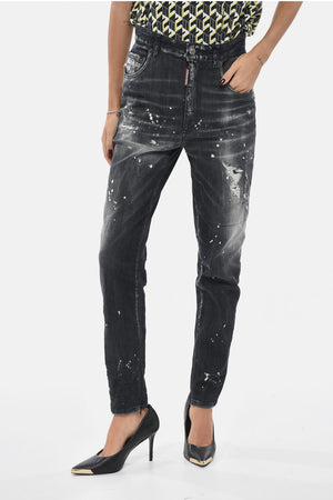 High-Waist Jeans TWIGGY With Distressed Effect 14 cm