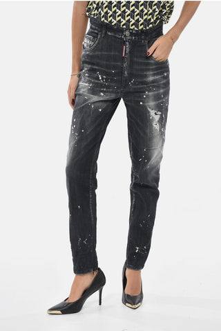 High-Waist Jeans TWIGGY With Distressed Effect 14 cm