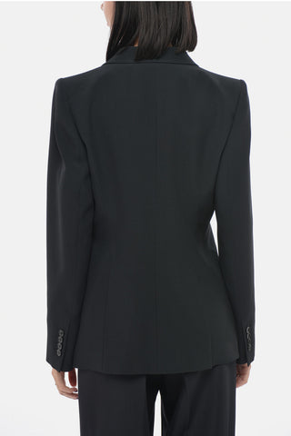 Ein-Knopf-Jacke mit Pattentaschen und spitzem Revers