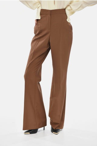 Pantaloni Svsati a Una Pincein Misto Lana con Abbottonatura Nascosta