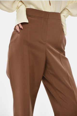Pantaloni Svsati a Una Pincein Misto Lana con Abbottonatura Nascosta