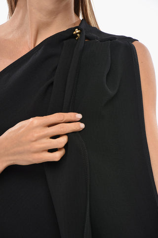 Fitted One-Shoulder Dress With Maxi Draping And Side Slit
