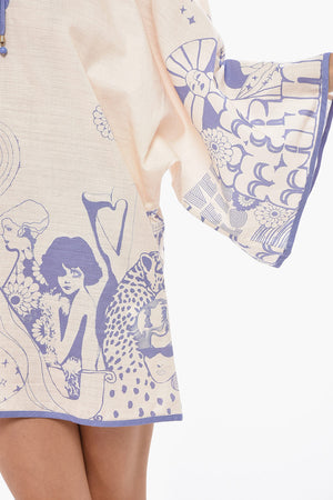 Mini-Kaftankleid MAXINE mit ausgestellter Silhouette und Kontrastprints