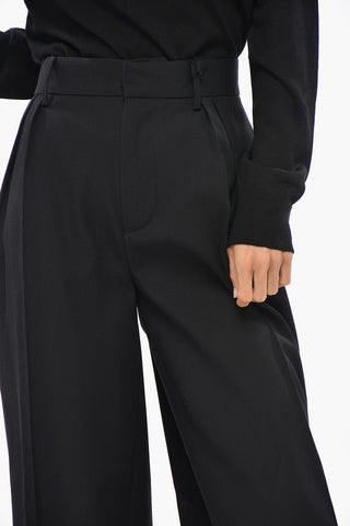 Pantaloni A Vita Alta In Lana