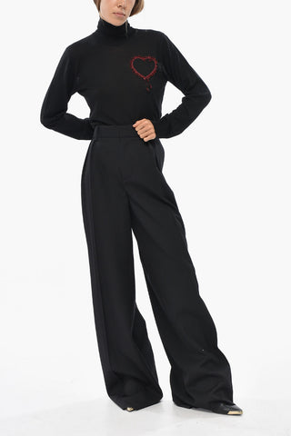 Pantaloni A Vita Alta In Lana