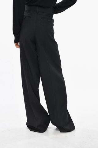 Pantaloni A Vita Alta In Lana