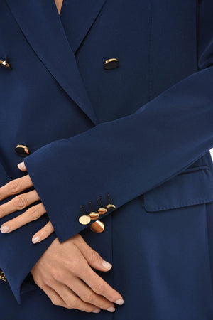 Double-Breasted Dress PARIGI in Solid Color with Peak Lapel and Gold-Effect Buttons