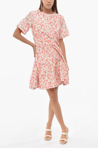 Mini Vestito Tee a Motivo Floreale con Drappeggi