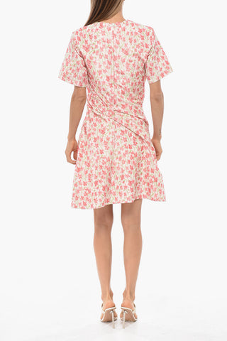 Mini Vestito Tee a Motivo Floreale con Drappeggi