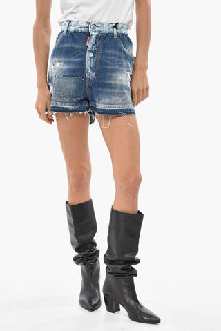 Stonewash-Shorts mit Used-Effekt