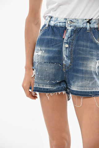 Stonewash-Shorts mit Used-Effekt
