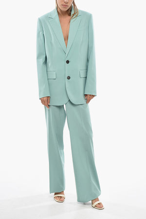 Solid-Color Dress With Classic Lapel And Patterned Lining