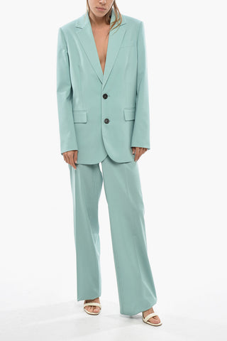 Solid-Color Dress With Classic Lapel And Patterned Lining