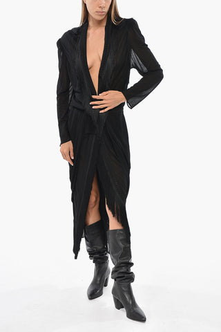 Transparentes Empire-Kleid mit tiefem Ausschnitt und Fransen