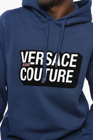 JEANS COUTURE Brushed Cotton Hoodie with Flocked Detail