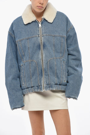Giubbotto DE-FUBY-SP Imbottito i Denim con Collo in Pelliccia 