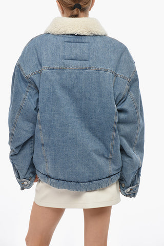 Giubbotto DE-FUBY-SP Imbottito i Denim con Collo in Pelliccia 
