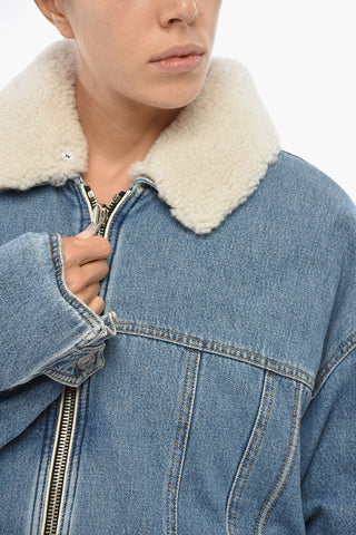 Giubbotto DE-FUBY-SP Imbottito i Denim con Collo in Pelliccia 