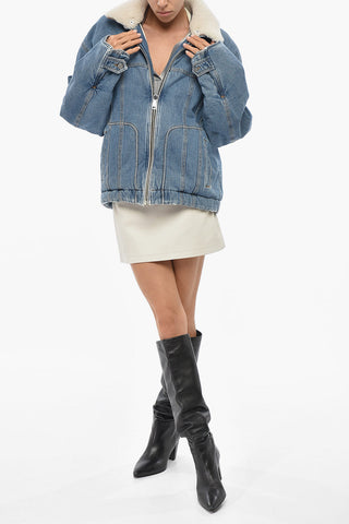 Giubbotto DE-FUBY-SP Imbottito i Denim con Collo in Pelliccia 