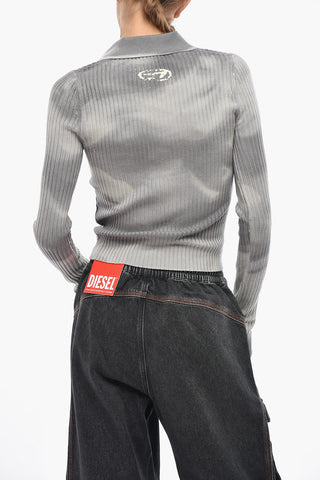 Ribbed Cropped-Fit Sweater M-BRIANA With Polo Collar
