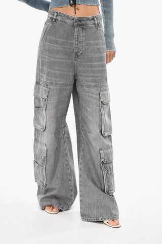 Loose-Fit Low-Rise Cargo Jeans D-SIRE 32cm Waist L.32