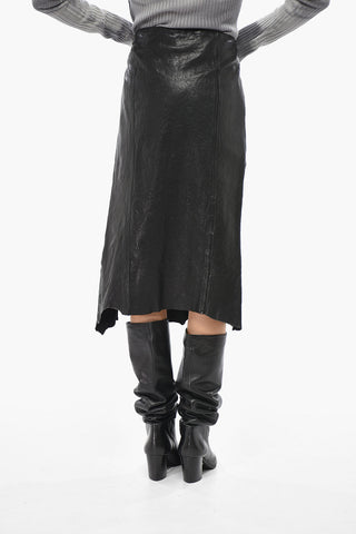 Leather Longuette Skirt L-RUPA With Side Slit