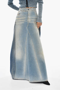 Midi-Rock DE-PAGO-S4 aus stonewashed Denim, ausgestellte Form