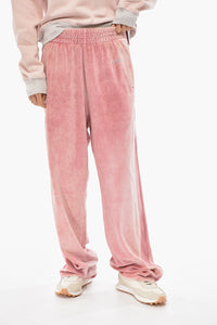 Pantaloni P-MARTYN in Velour con Logo in Strass