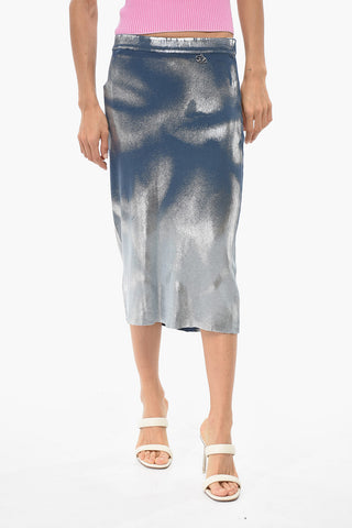 Metallic-Effect Cotton Pencil Skirt M-ILAN