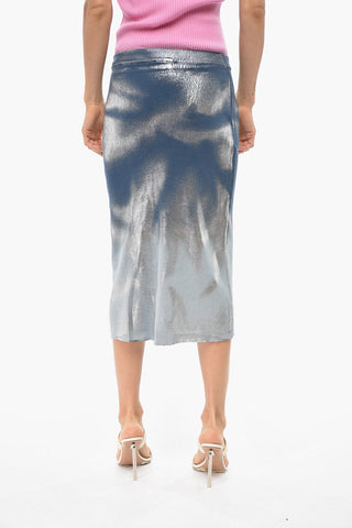 Metallic-Effect Cotton Pencil Skirt M-ILAN