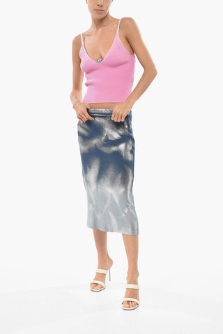 Metallic-Effect Cotton Pencil Skirt M-ILAN