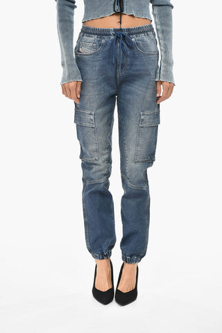Coated-Denim Cargo Jogg Jeans 2051 D-URSY With 13cm Elastic Waistband