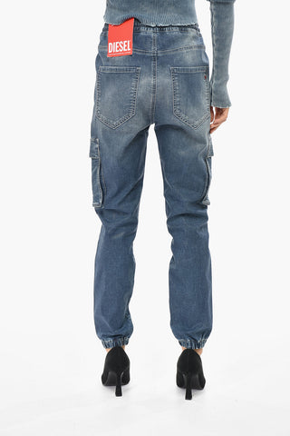Coated-Denim Cargo Jogg Jeans 2051 D-URSY With 13cm Elastic Waistband