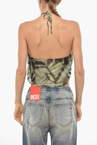 Tie-Dye Effect Crop Top T-STANT With Metal Logo