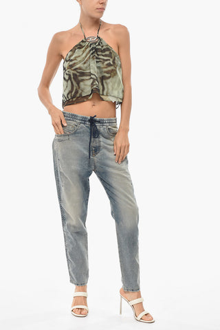 Tie-Dye Effect Crop Top T-STANT With Metal Logo