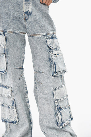 Cargo Jeans Loose Fit D-SIRE Stonewashed Low Waist 32cm L.32