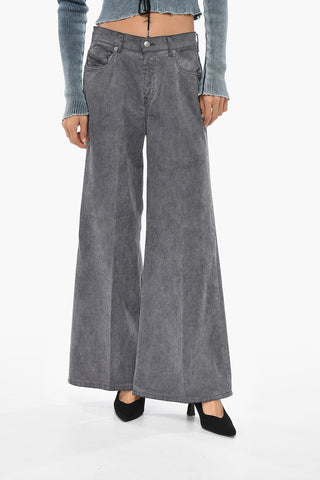 Ribbed Velour Flare Fit Trousers 1978 D-AKEMI Wide Leg