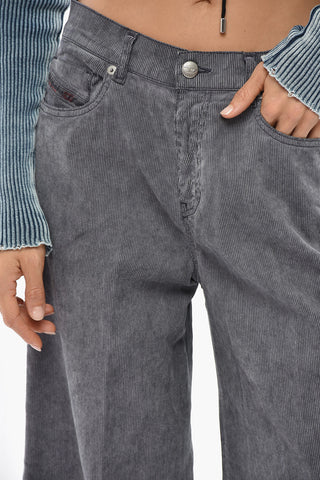 Ribbed Velour Flare Fit Trousers 1978 D-AKEMI Wide Leg