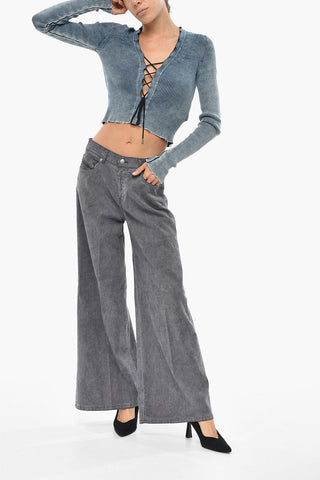 Ribbed Velour Flare Fit Trousers 1978 D-AKEMI Wide Leg