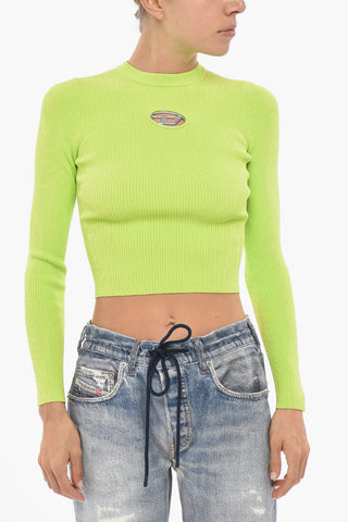 Cropped-Fit Crewneck Sweater M-VALARY With Oval-D Detail
