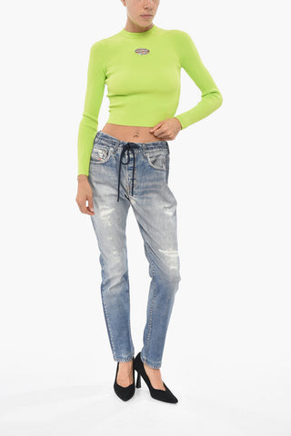 Cropped-Fit Crewneck Sweater M-VALARY With Oval-D Detail