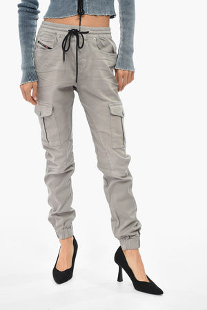 Pantaloni Cargo D-URSY-NE in Misto Cotone con Elastico in Vita
