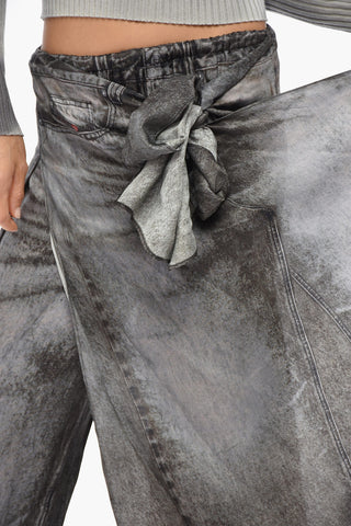 Wide-Leg Palazzo Pants P-ALOMA With Trompe-l'œil Print And Asymmetric Side Details