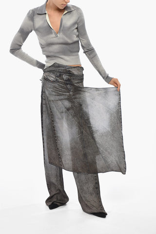 Wide-Leg Palazzo Pants P-ALOMA With Trompe-l'œil Print And Asymmetric Side Details