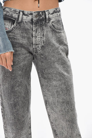 1989 Slim-Fit Straight-Leg Jeans D-MINE-S4 Embellished With 18cm Rhinestones