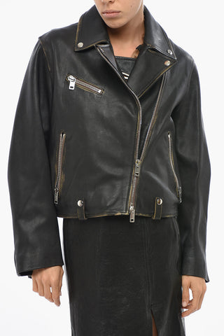 Leather Biker Jacket L-EDMEA-CL Vintage Effect