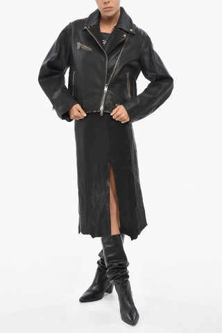 Leather Biker Jacket L-EDMEA-CL Vintage Effect
