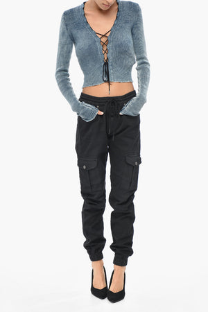 Cotton Cargo Trousers D-URSY-NE With Elastic Waist