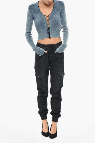 Cotton Cargo Trousers D-URSY-NE With Elastic Waist